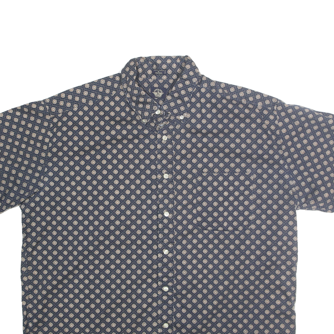 DOCKERS Mens Blue Shirt XL Cotton Casual Button-Down Printed Short Sleeve