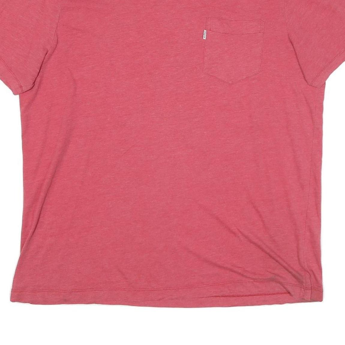 LEVI'S Mens Red T-Shirt XL Short Sleeve Crew Neck Pocket Casual Cotton Blend