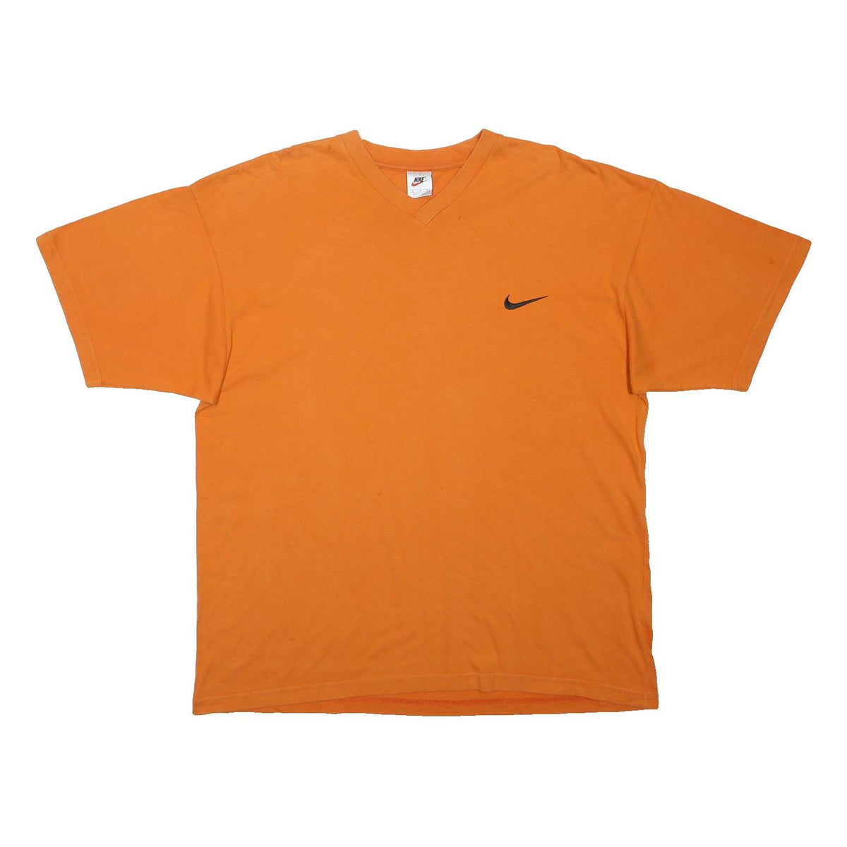 NIKE Mens Orange V-Neck T-Shirt XL Cotton Blend Casual Sportswear