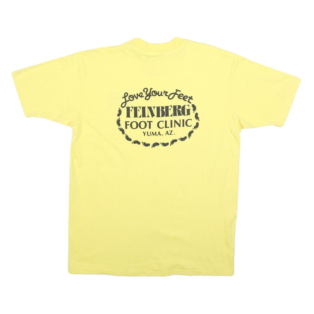 HANES Mens Yellow Feinberg Foot Clinic Graphic T-Shirt XL Short Sleeve Crew Neck