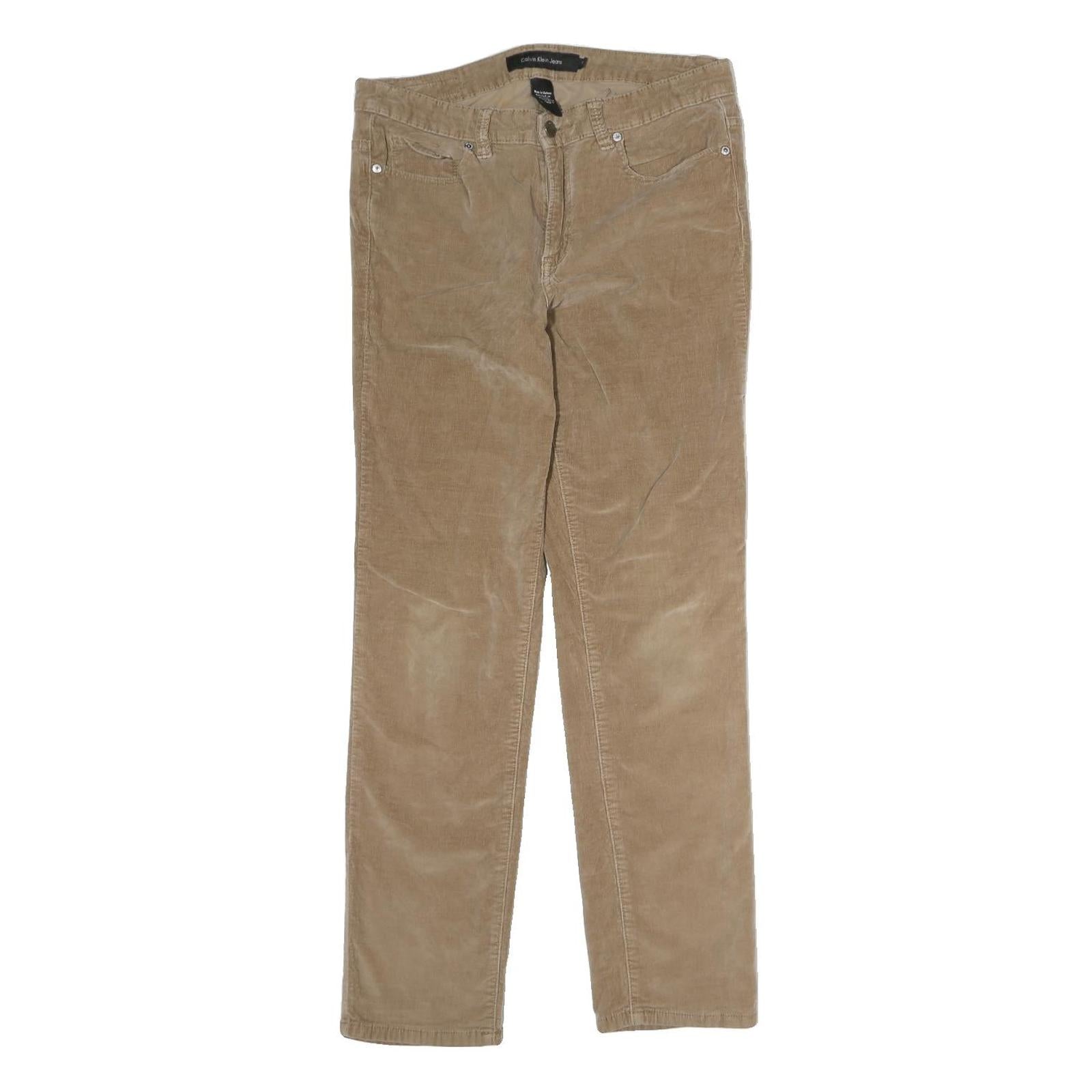 CALVIN KLEIN JEANS Mens Regular Fit Beige Cotton Corduroy Trousers W30 L28