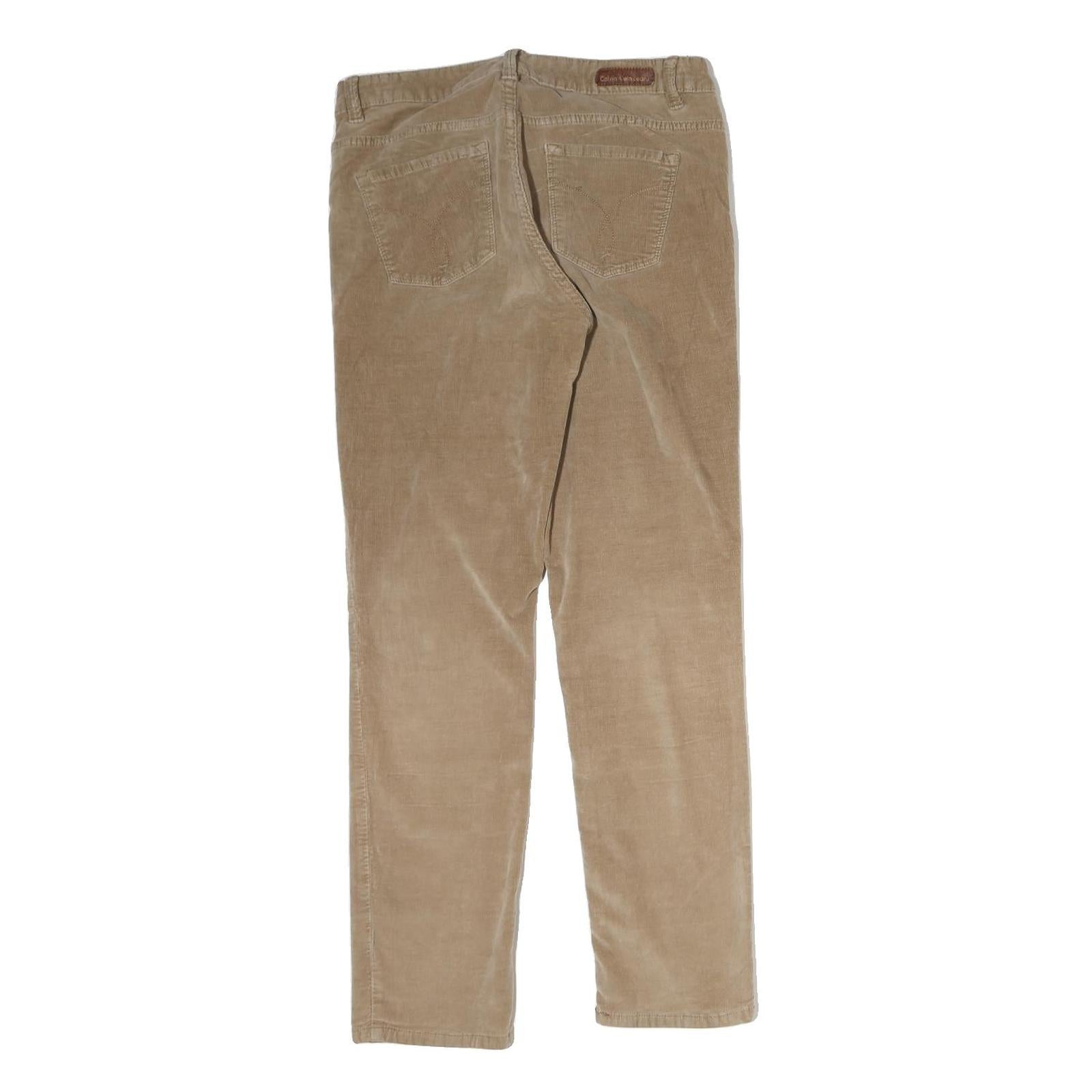 CALVIN KLEIN JEANS Mens Regular Fit Beige Cotton Corduroy Trousers W30 L28