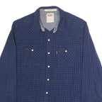LEVI'S Mens Blue & Black Check Shirt M Long Sleeve Casual Cotton Classic