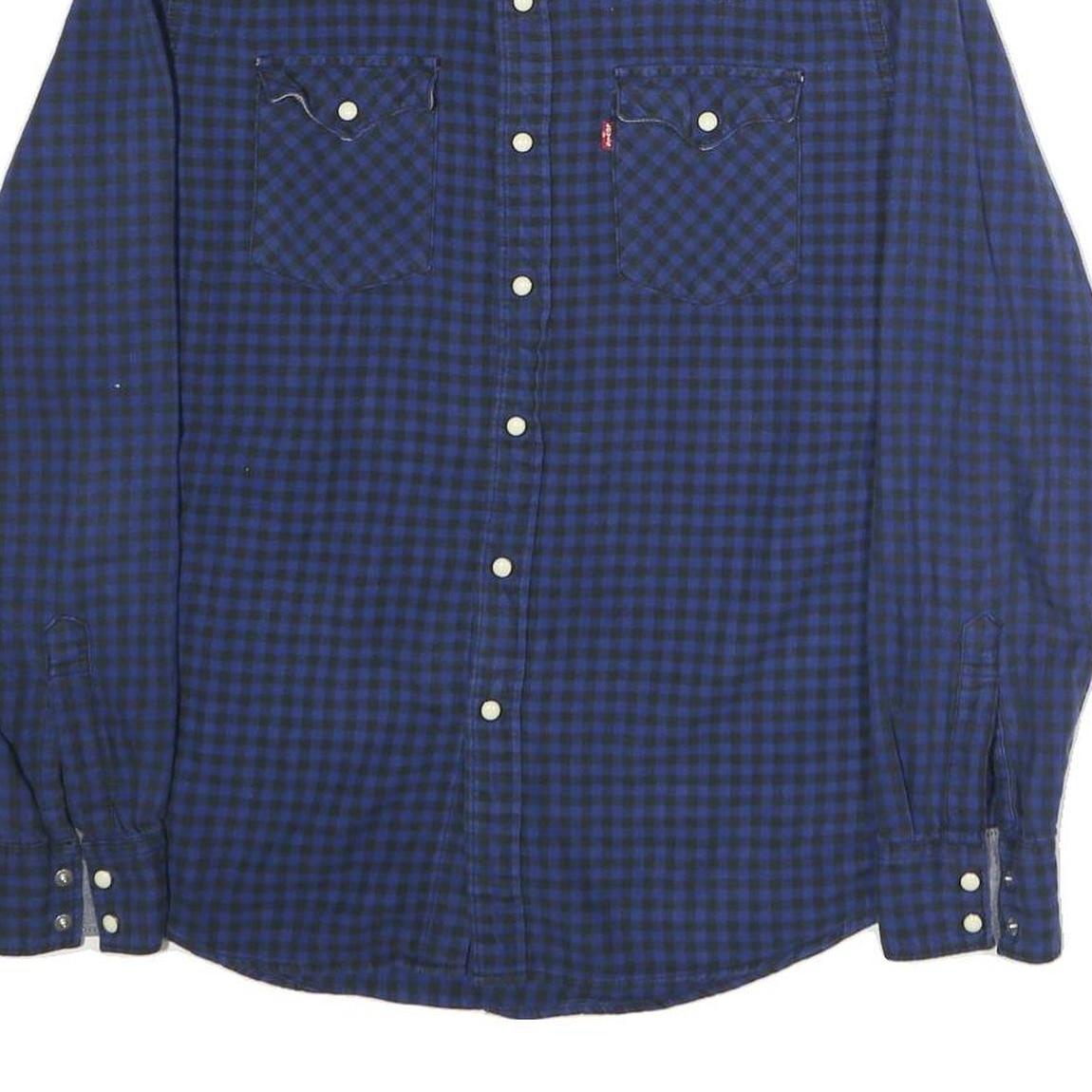 LEVI'S Mens Blue & Black Check Shirt M Long Sleeve Casual Cotton Classic