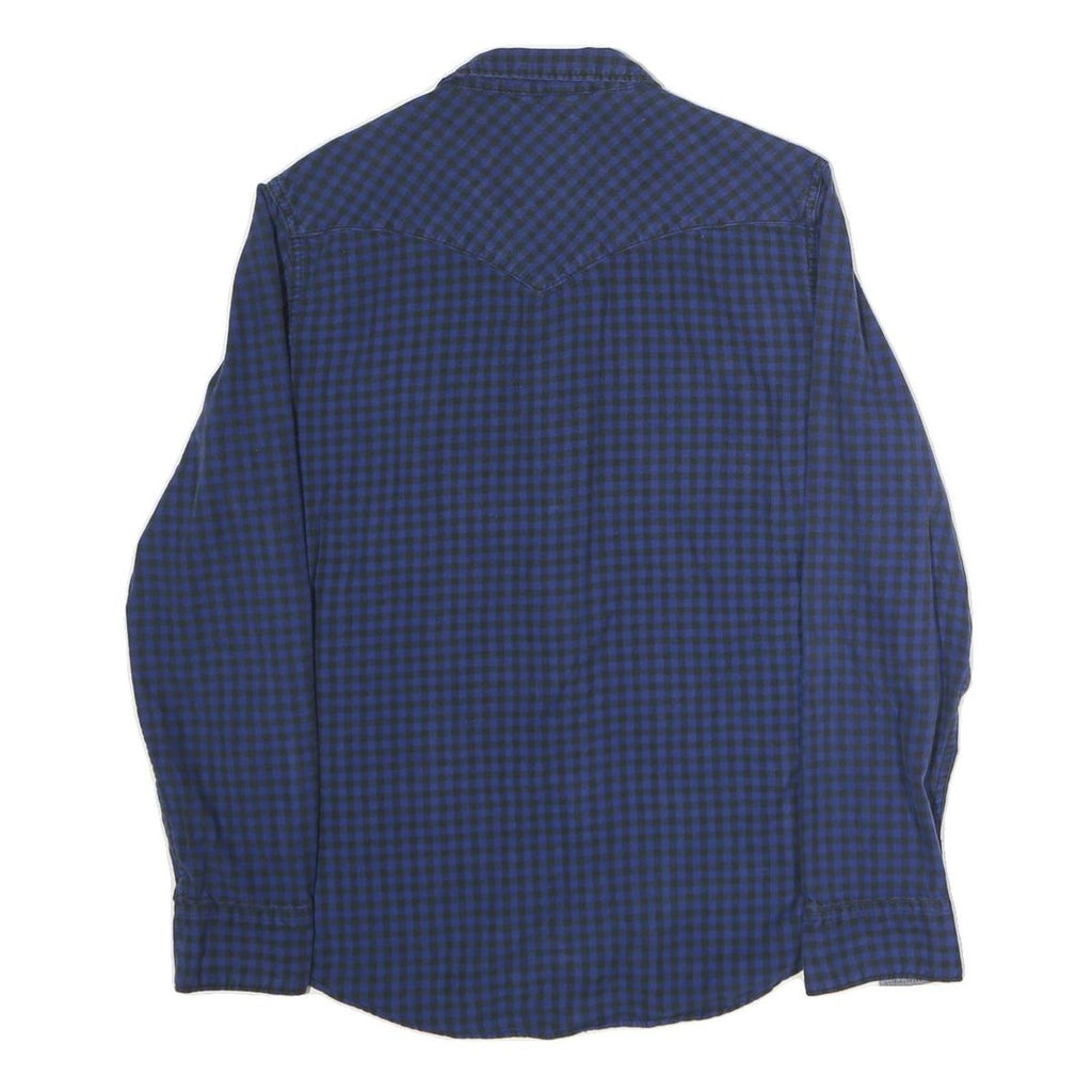LEVI'S Mens Blue & Black Check Shirt M Long Sleeve Casual Cotton Classic