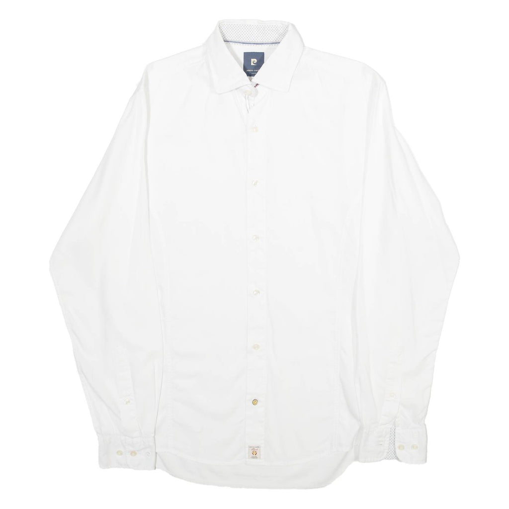 PIERRE CARDIN Stretch Fit Mens Plain Shirt White Long Sleeve S