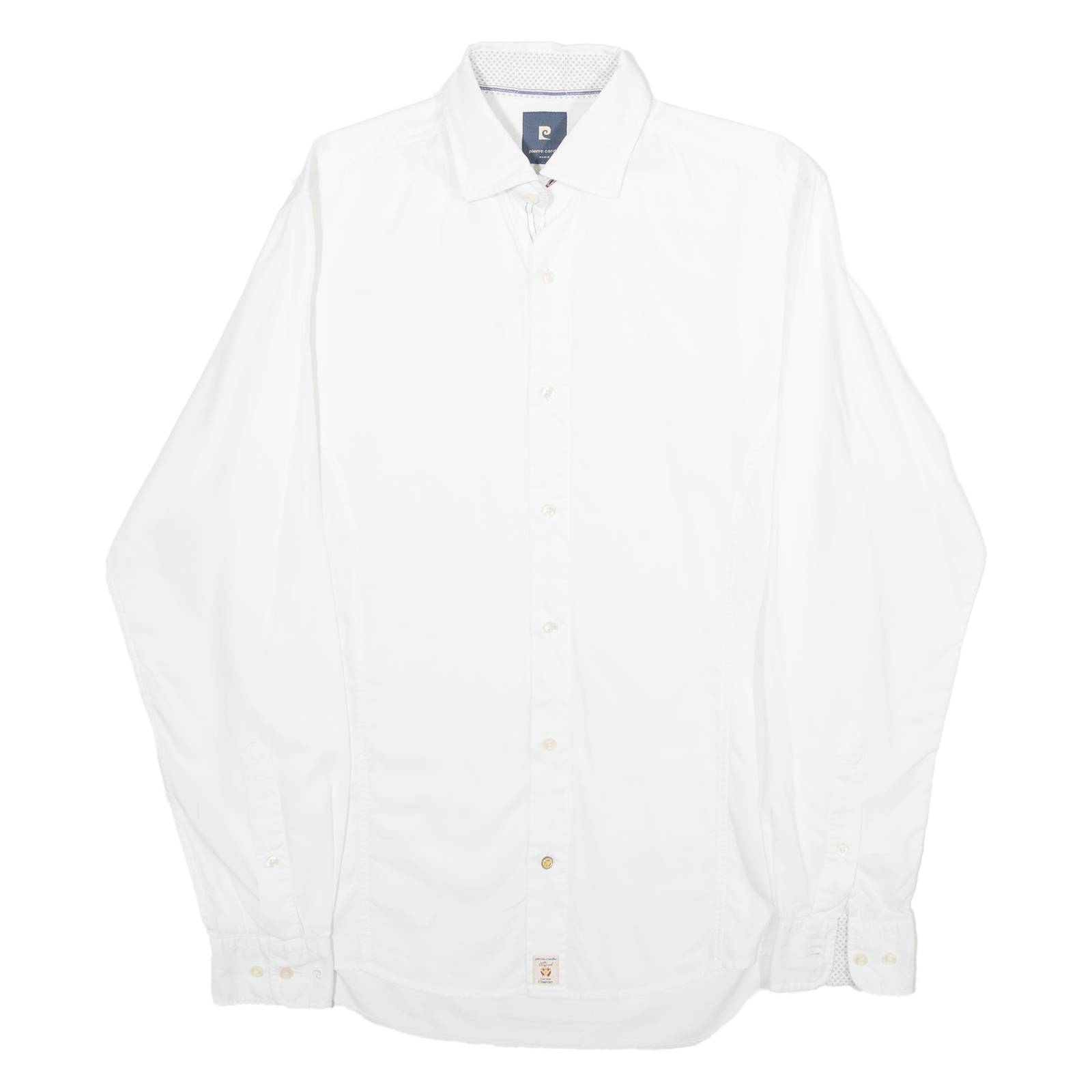 PIERRE CARDIN Stretch Fit Mens Plain Shirt White Long Sleeve S