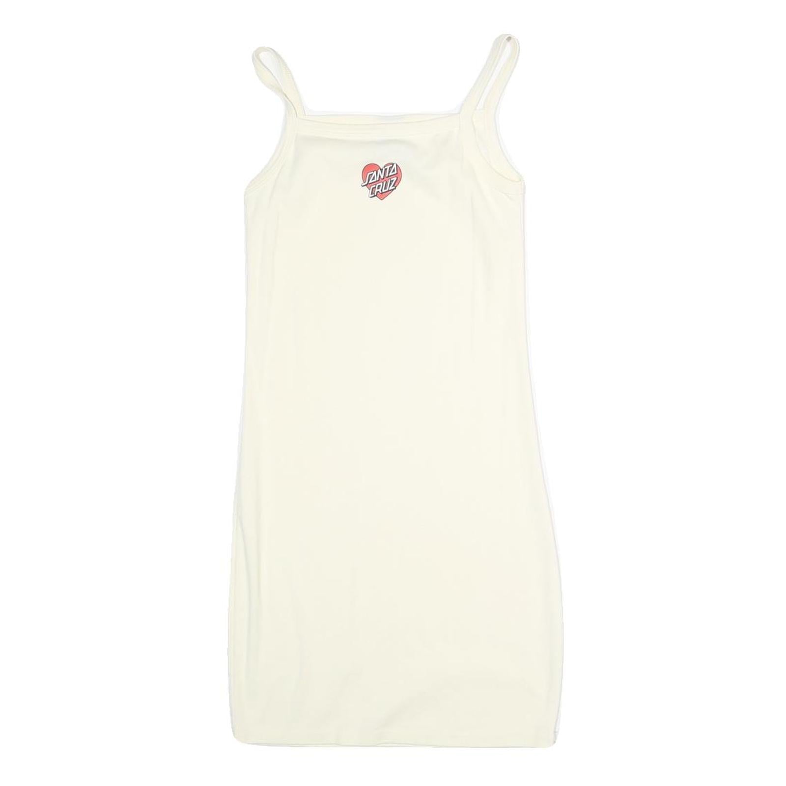 SANTA CRUZ Womens Cream Heart Logo Mini Dress Cotton Blend Strappy Sleeveless