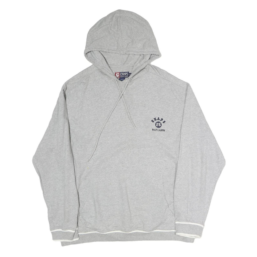 CHAPS RALPH LAUREN Mens Grey Hoodie L Cotton Pullover Sweatshirt Casual