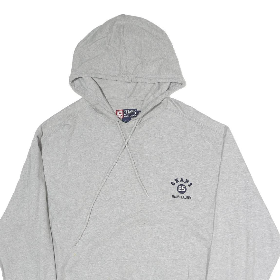 CHAPS RALPH LAUREN Mens Grey Hoodie L Cotton Pullover Sweatshirt Casual
