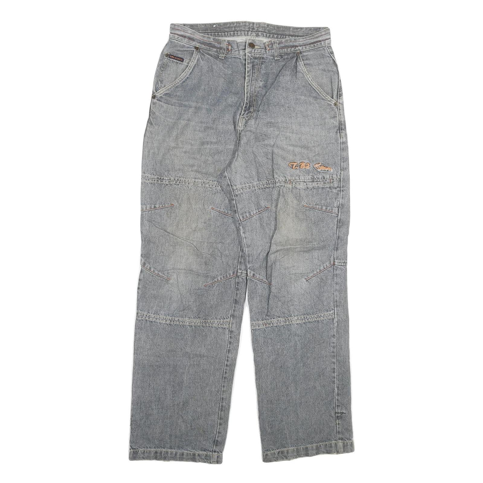 TB2 Mens Relaxed Grey Denim Jeans W32 L31 Casual Cotton Blend Zip Closure