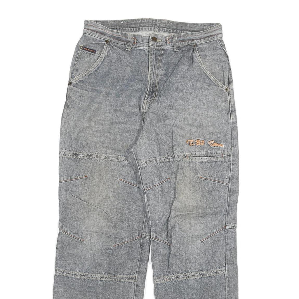 TB2 Mens Relaxed Grey Denim Jeans W32 L31 Casual Cotton Blend Zip Closure