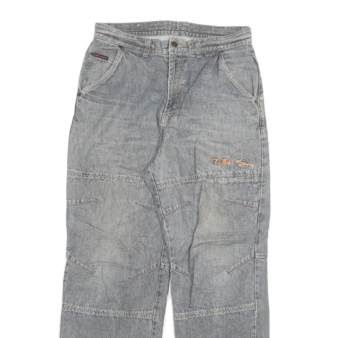 TB2 Mens Relaxed Grey Denim Jeans W32 L31 Casual Cotton Blend Zip Closure