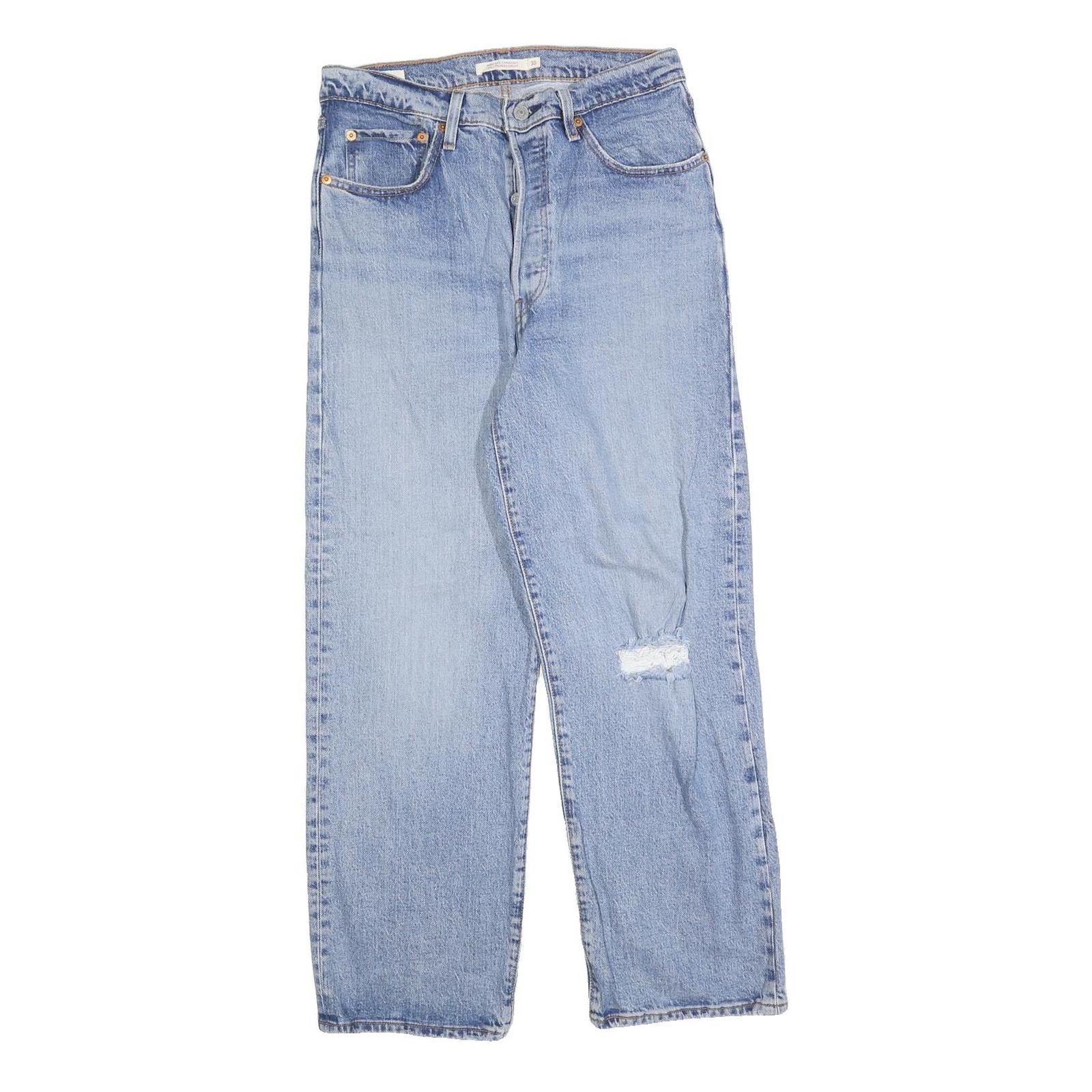 LEVI'S Womens Light Blue Regular Fit Straight Denim Jeans W30 L27 Button Closure