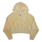 KARL KANI Womens Beige Zip Up Cropped Hoodie S Cotton Blend Casual