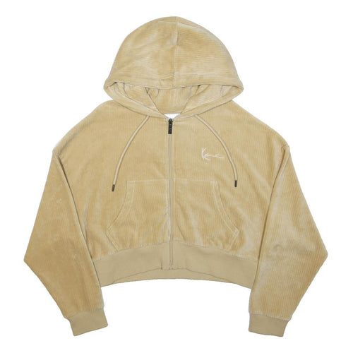 KARL KANI Womens Beige Zip Up Cropped Hoodie S Cotton Blend Casual