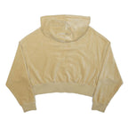 KARL KANI Womens Beige Zip Up Cropped Hoodie S Cotton Blend Casual