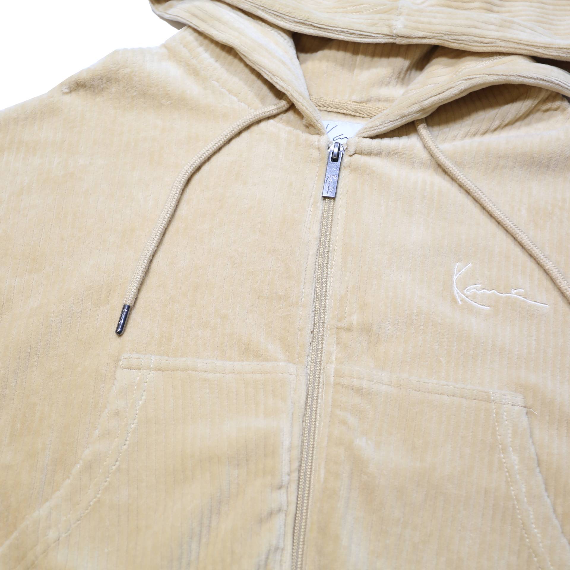 KARL KANI Womens Beige Zip Up Cropped Hoodie S Cotton Blend Casual