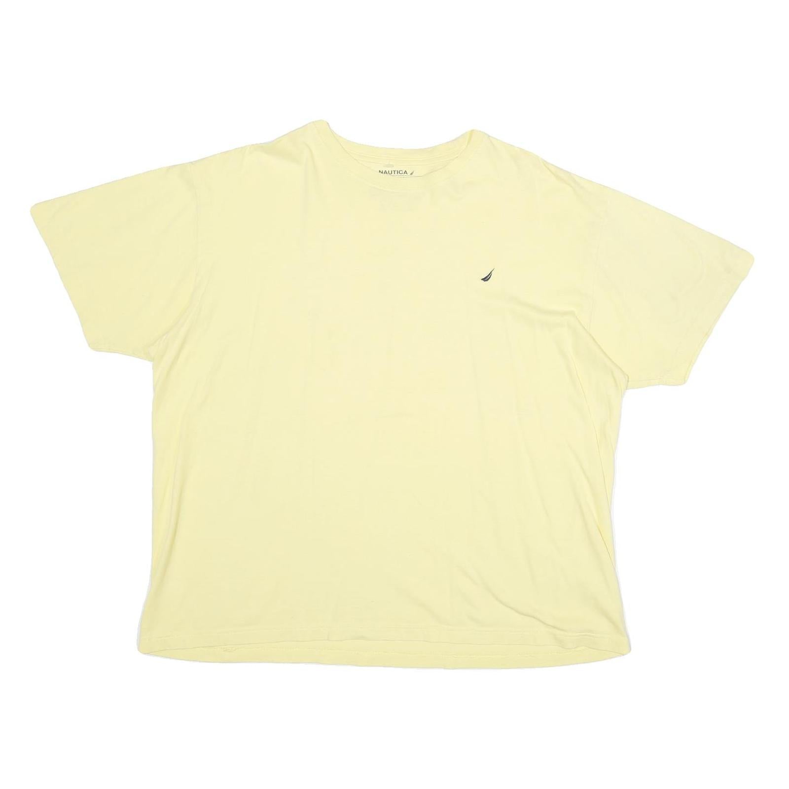 NAUTICA Mens Yellow Cotton T-Shirt XL Short Sleeve Crew Neck Classic Fit Casual