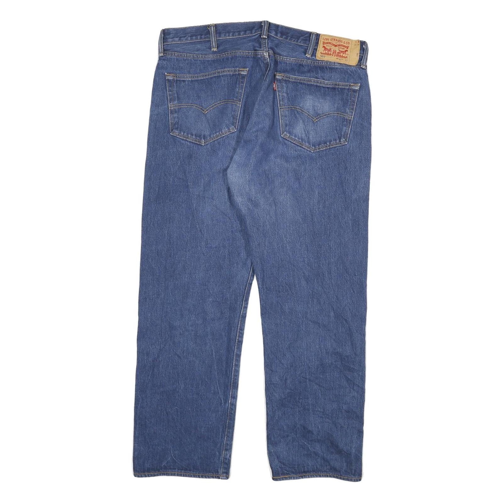 LEVI'S 501 Mens Jeans Blue Regular Straight Denim Medium W37 L28 Classic Button