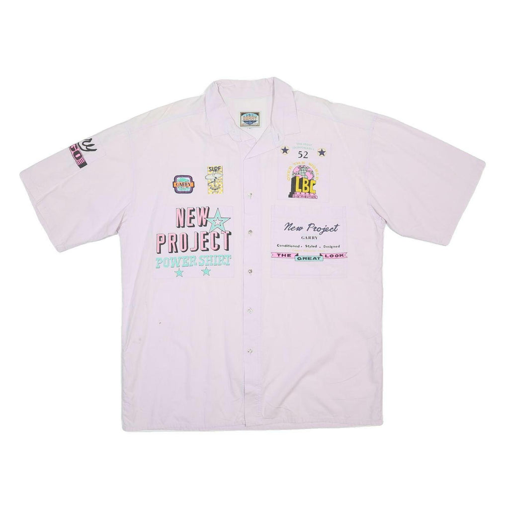 LIFE IS GARRY Mens White & Pink New Project Cotton Blend Shirt XL Casual Stylish