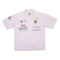 LIFE IS GARRY Mens White & Pink New Project Cotton Blend Shirt XL Casual Stylish