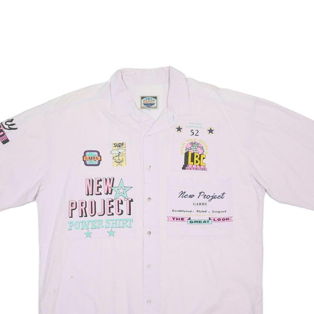 LIFE IS GARRY Mens White & Pink New Project Cotton Blend Shirt XL Casual Stylish