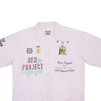 LIFE IS GARRY Mens White & Pink New Project Cotton Blend Shirt XL Casual Stylish