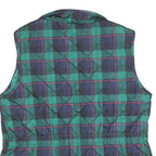 ST JOHNS BAY Womens Green & Blue Tartan Quilted Waistcoat M Polyester Blend Zip