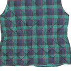 ST JOHNS BAY Womens Green & Blue Tartan Quilted Waistcoat M Polyester Blend Zip
