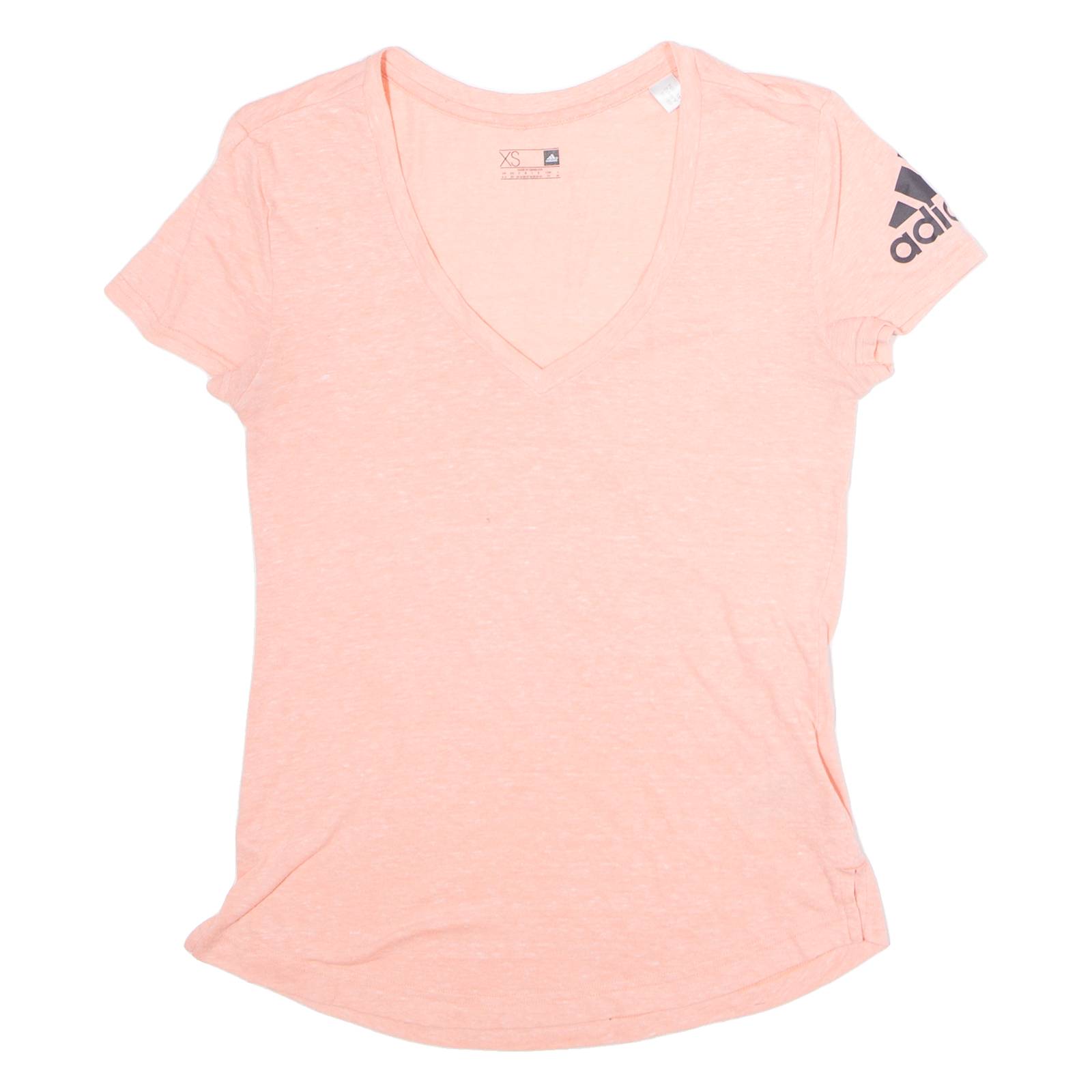 ADIDAS Womens T-Shirt Pink V-Neck XS