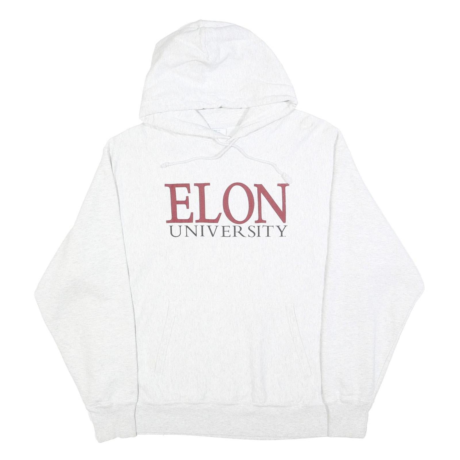 CHAMPION REVERSE WEAVE Mens Grey Elon University Hoodie XL Cotton Blend