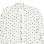 COLDOR Mens White & Grey Patterned Shirt XL Cotton Blend Long Sleeve Casual