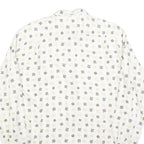 COLDOR Mens White & Grey Patterned Shirt XL Cotton Blend Long Sleeve Casual