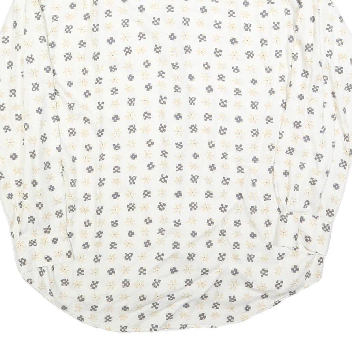 COLDOR Mens White & Grey Patterned Shirt XL Cotton Blend Long Sleeve Casual