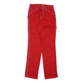 DICKIES Womens Cotton Blend Red Slim Trousers W26 L32 Workwear Utility Zip