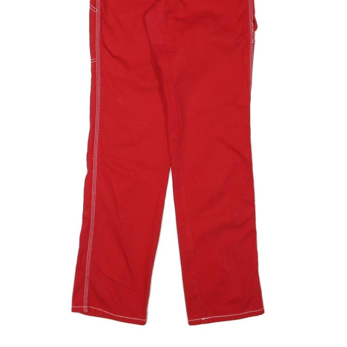 DICKIES Womens Cotton Blend Red Slim Trousers W26 L32 Workwear Utility Zip