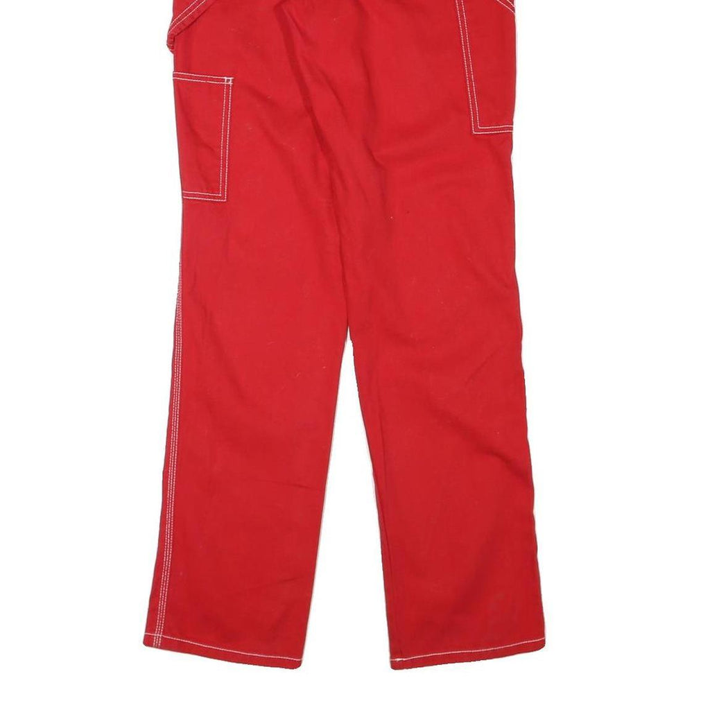 DICKIES Womens Cotton Blend Red Slim Trousers W26 L32 Workwear Utility Zip
