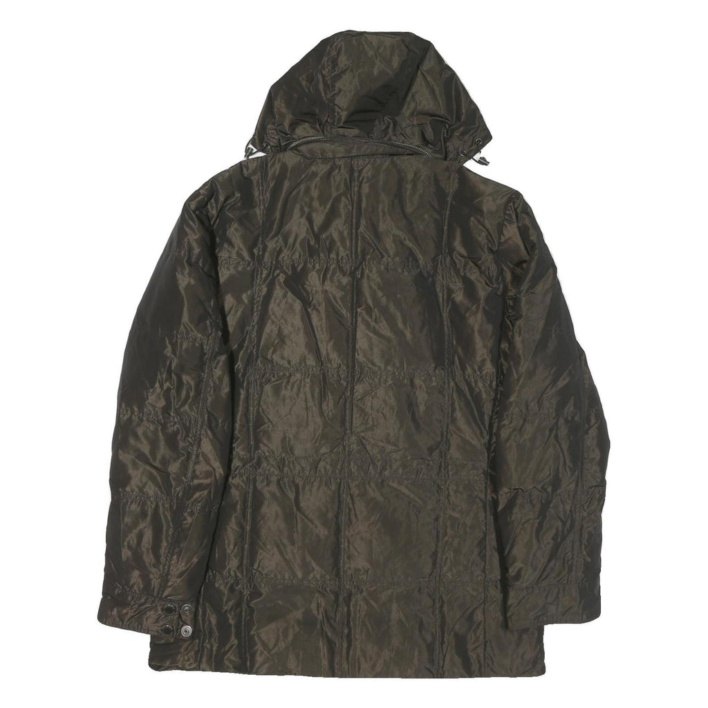 TOMMY HILFIGER Mens Dark Green Jacket L Polyester Blend Plain Hooded Zip Pockets