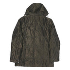 TOMMY HILFIGER Mens Dark Green Jacket L Polyester Blend Plain Hooded Zip Pockets