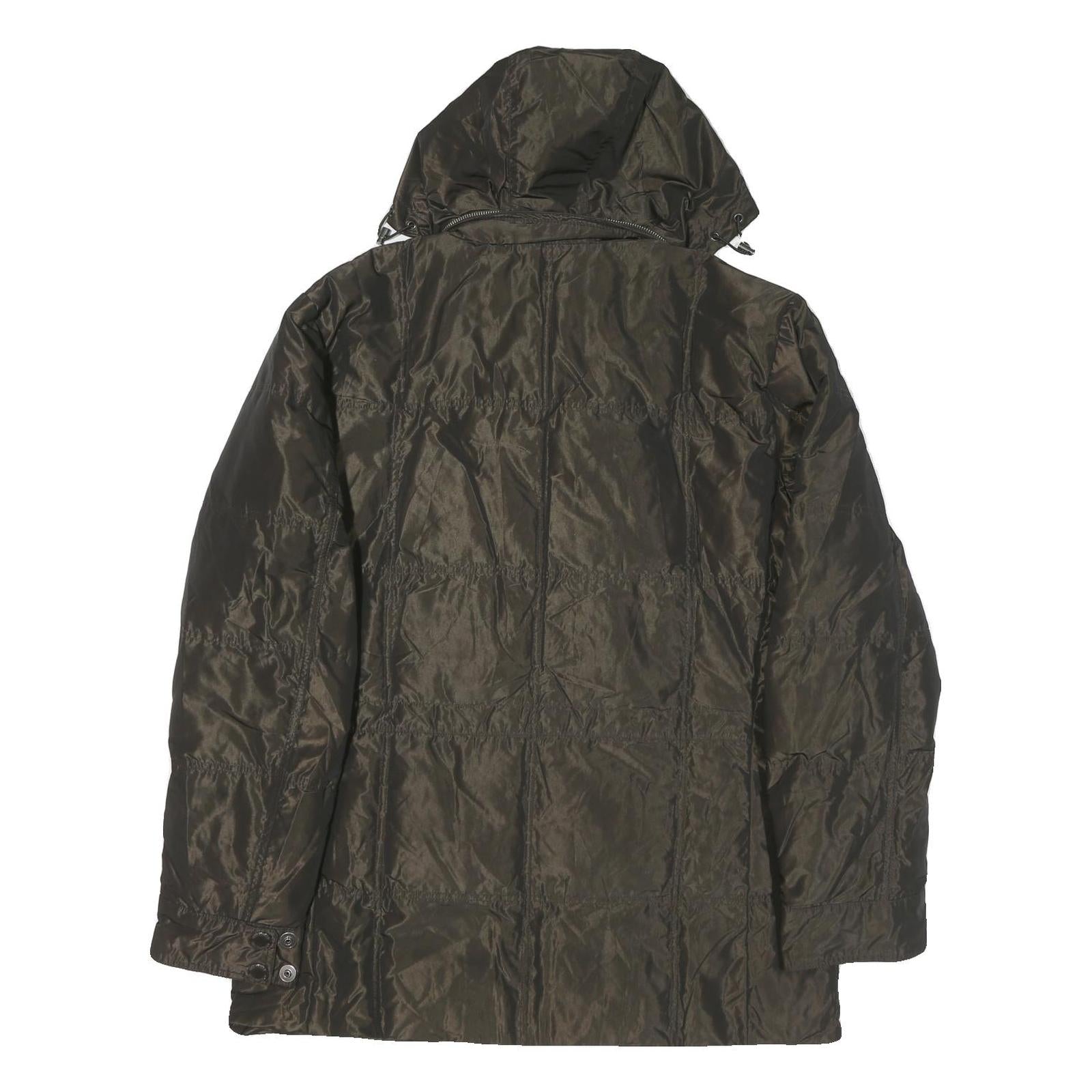 TOMMY HILFIGER Mens Dark Green Jacket L Polyester Blend Plain Hooded Zip Pockets