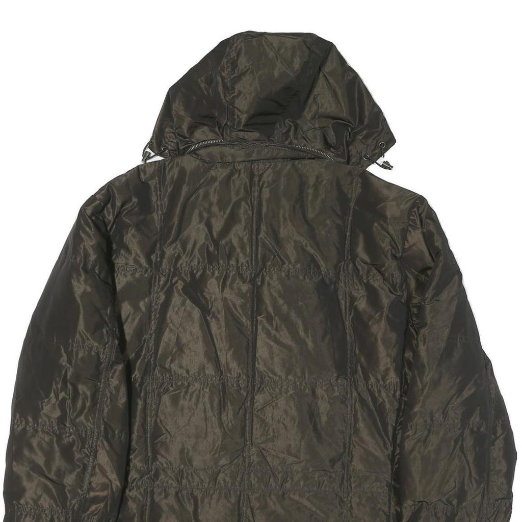 TOMMY HILFIGER Mens Dark Green Jacket L Polyester Blend Plain Hooded Zip Pockets