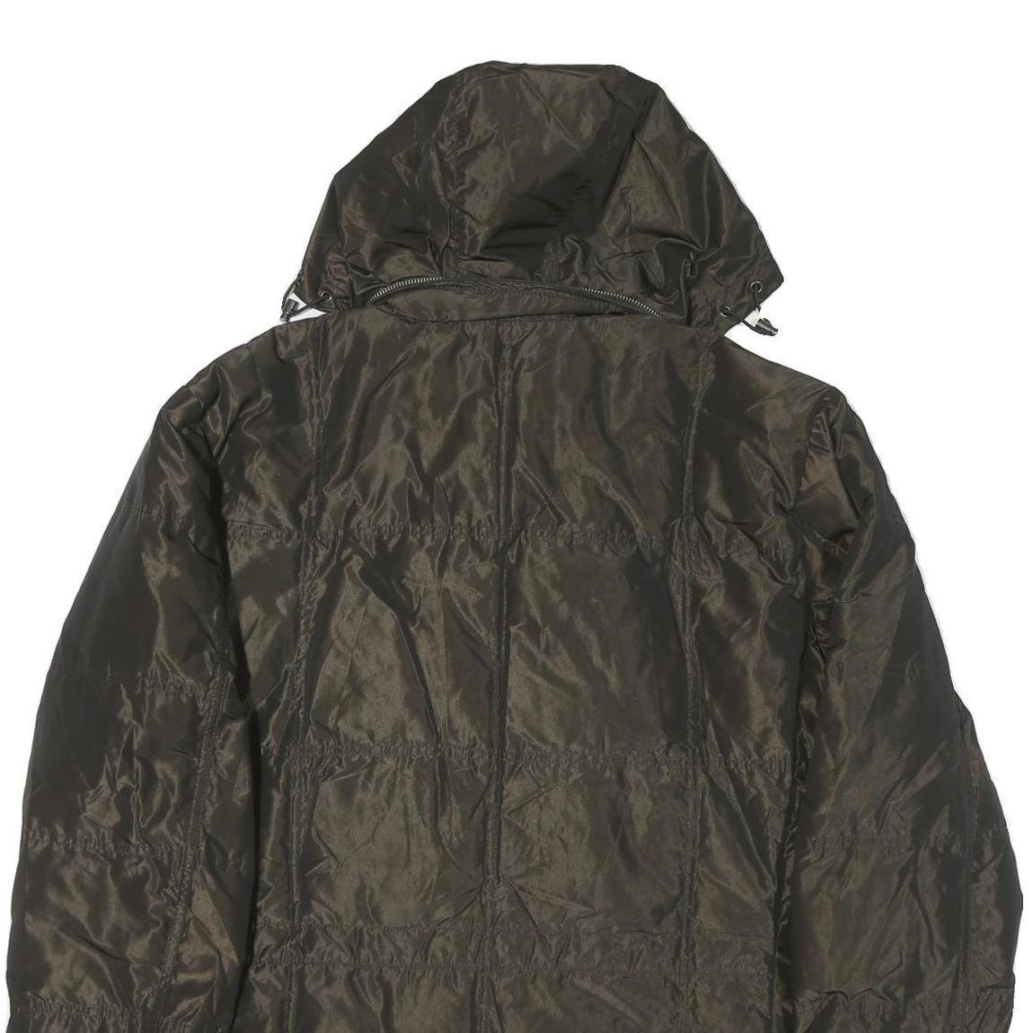 TOMMY HILFIGER Mens Dark Green Jacket L Polyester Blend Plain Hooded Zip Pockets