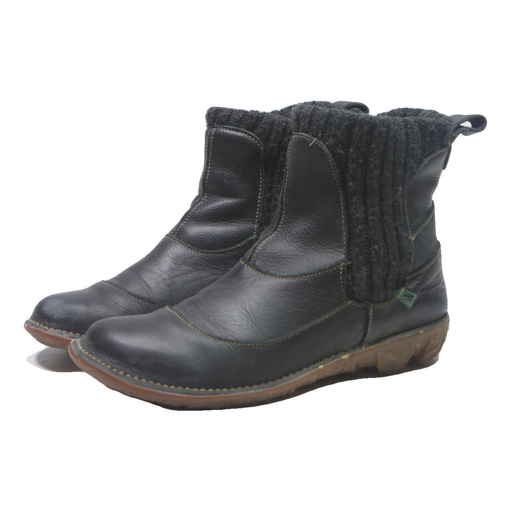 EL NATURALISTA Womens Chelsea Boots Black Leather UK 6 Comfortable Casual Wear