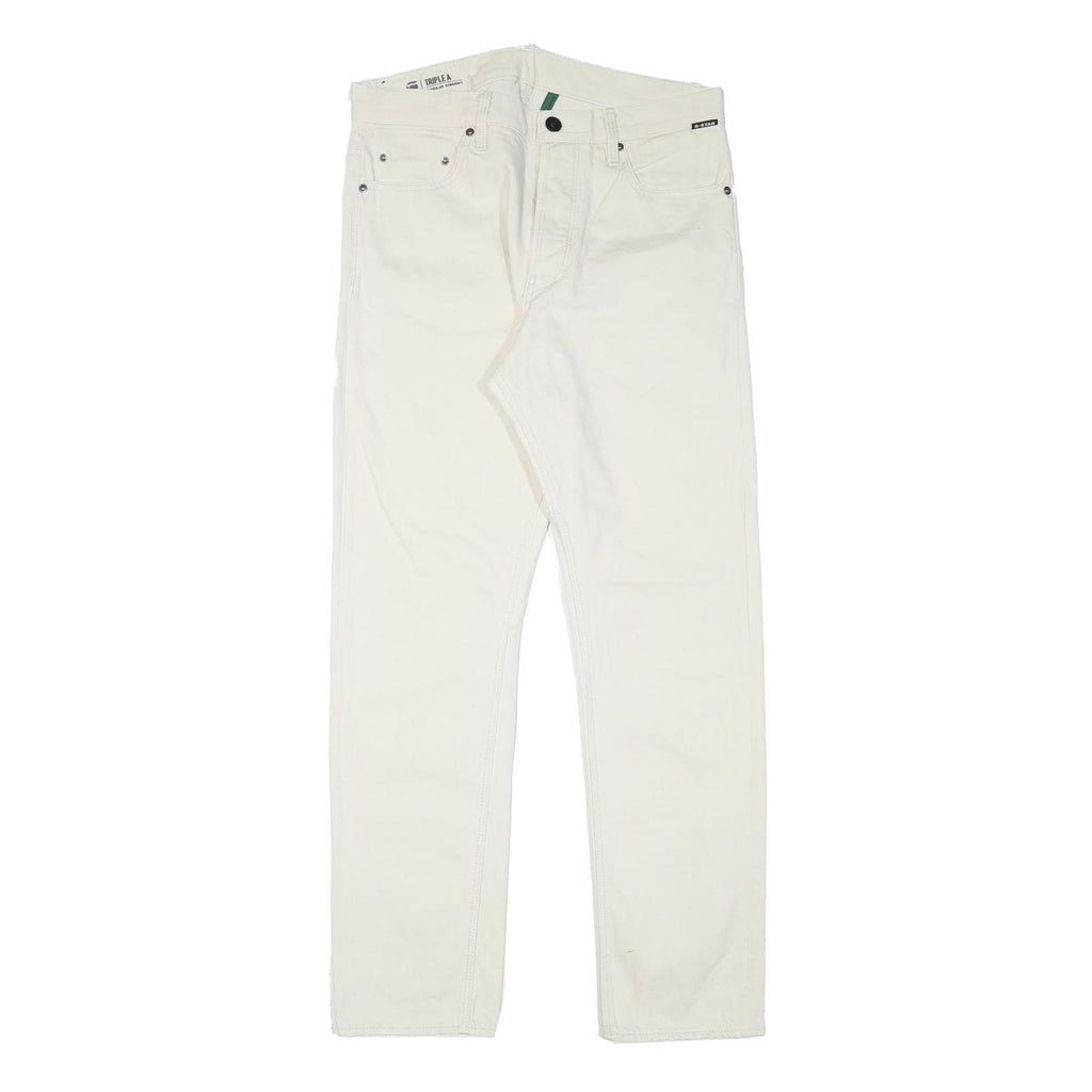 G-STAR Mens Jeans White Regular Straight Denim W32 L31 Button Cotton Blend