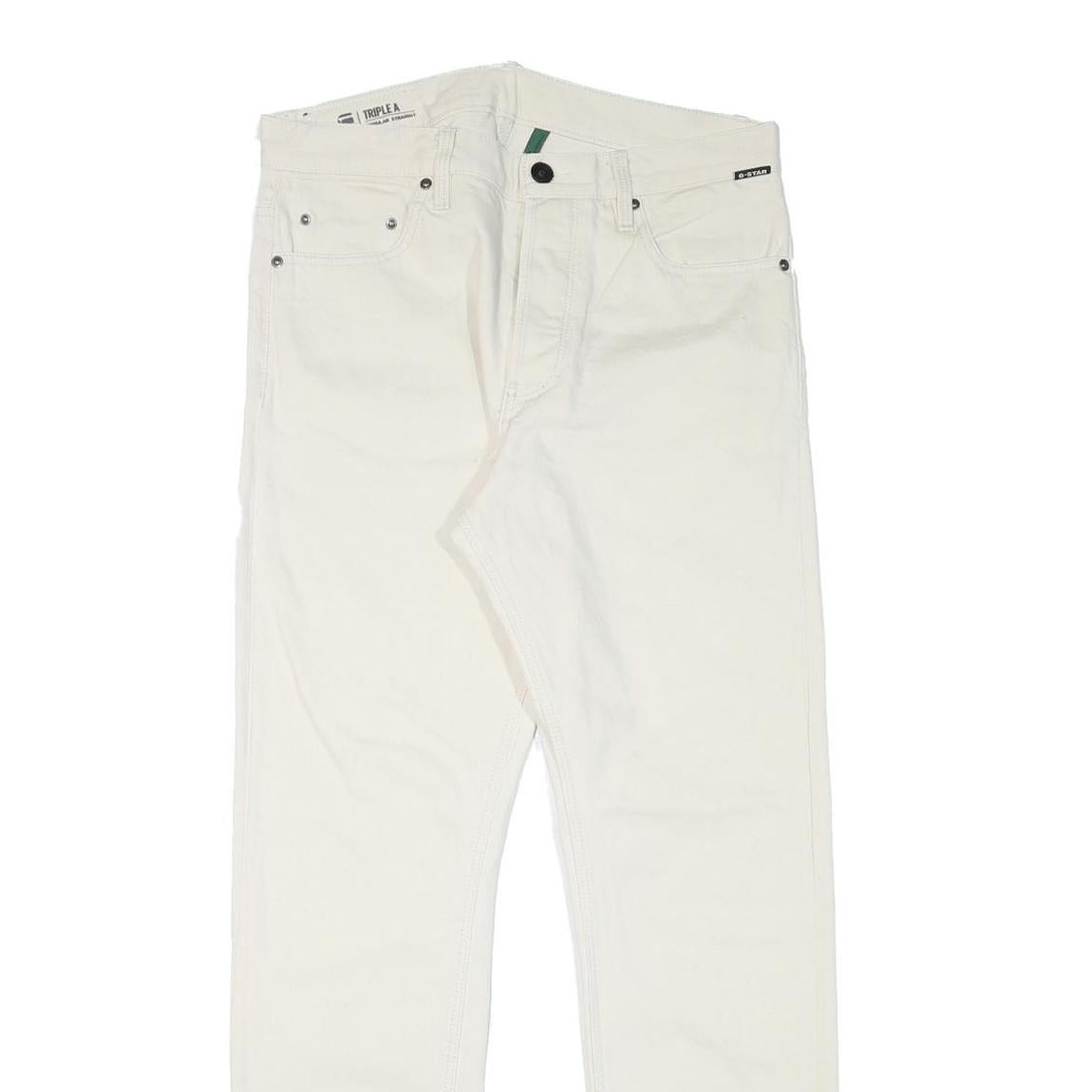 G-STAR Mens Jeans White Regular Straight Denim W32 L31 Button Cotton Blend
