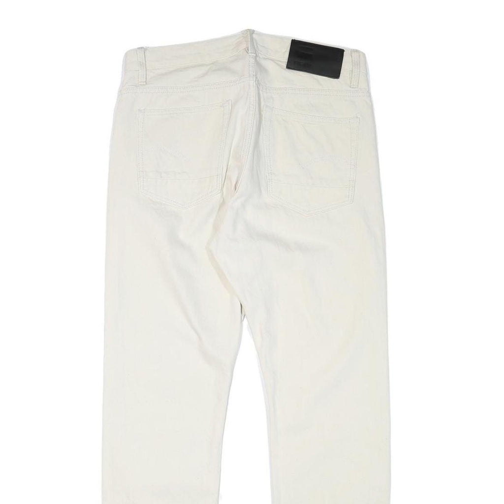 G-STAR Mens Jeans White Regular Straight Denim W32 L31 Button Cotton Blend