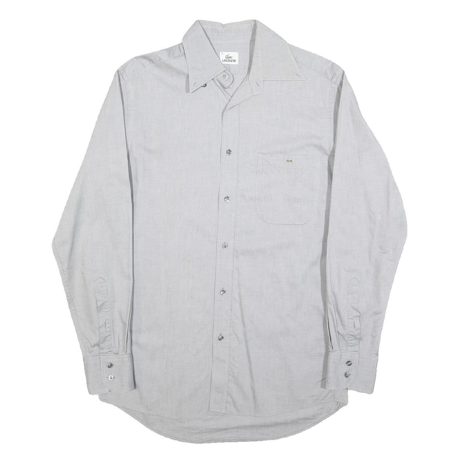 LACOSTE Mens White Cotton Blend Long Sleeve Shirt M Classic Casual Button Up