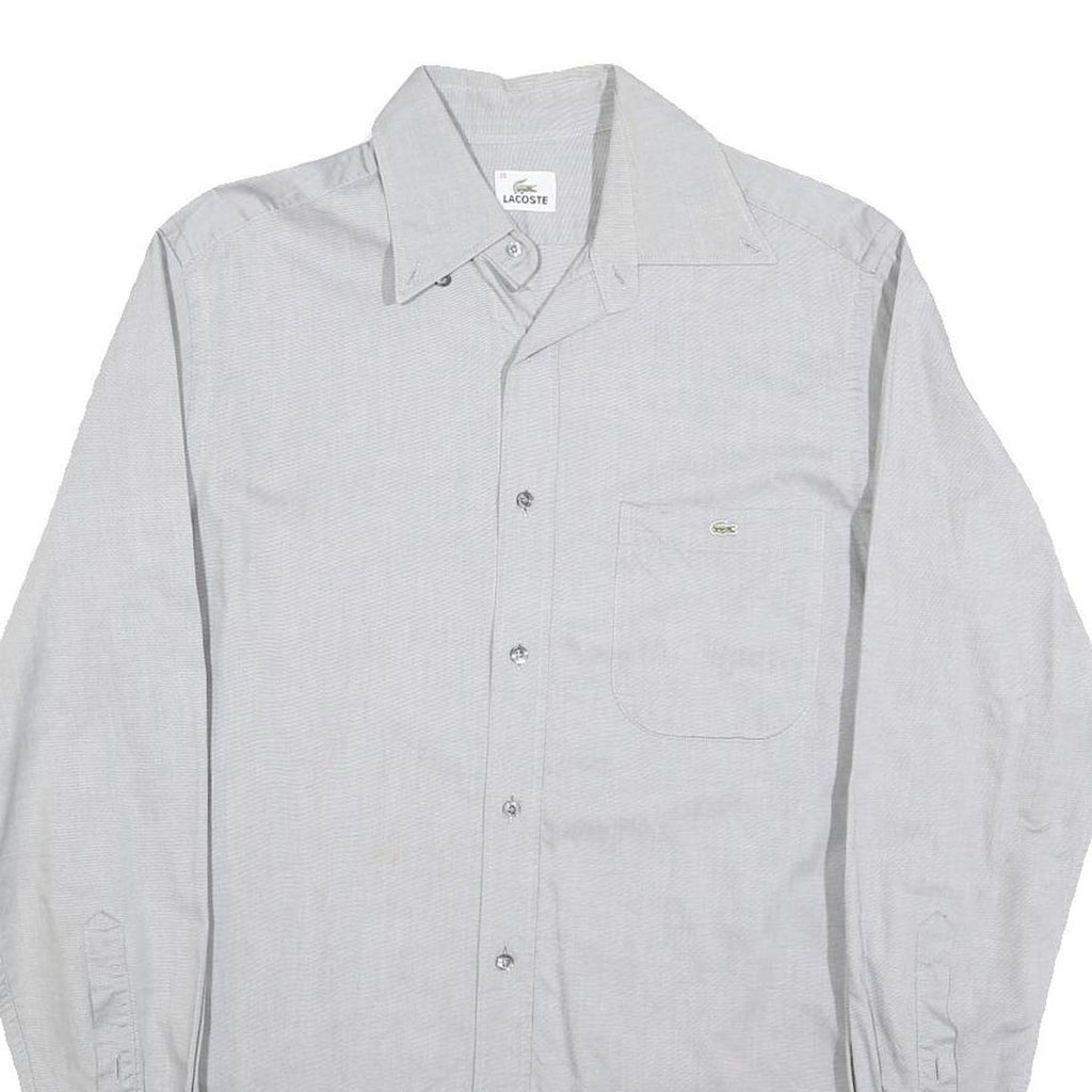 LACOSTE Mens White Cotton Blend Long Sleeve Shirt M Classic Casual Button Up