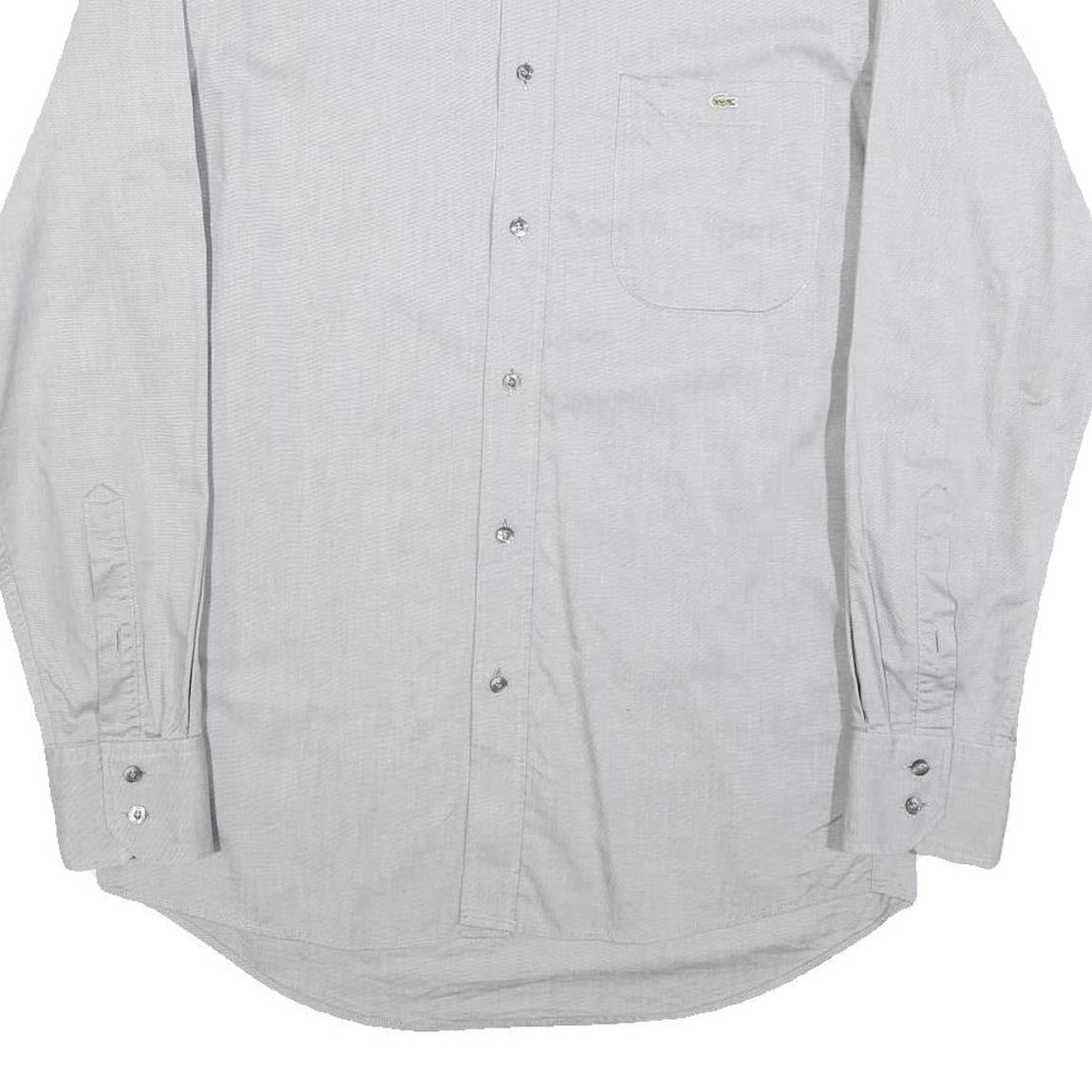 LACOSTE Mens White Cotton Blend Long Sleeve Shirt M Classic Casual Button Up